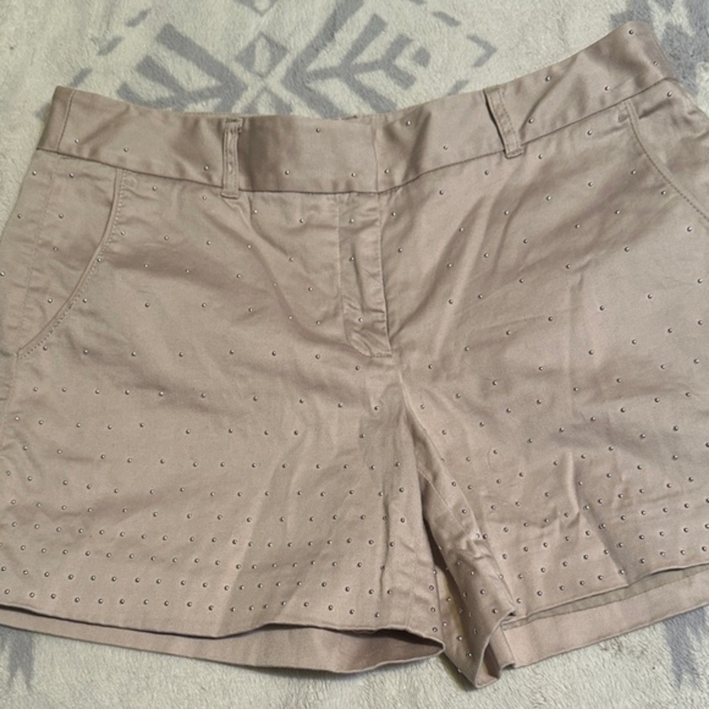 White House Black Market Beige Studded Shorts